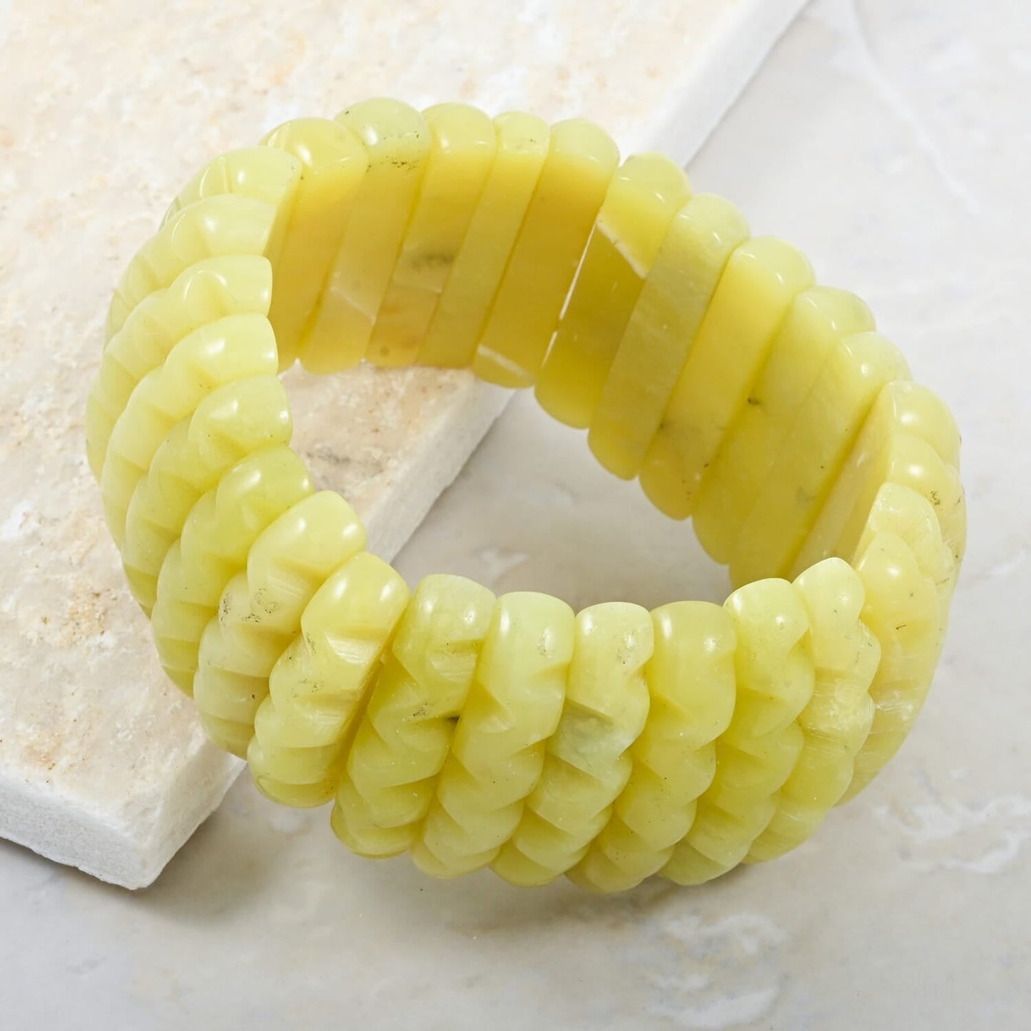 Carved Gemstone Wavy Bracelet – For Positivity & Manifestation
