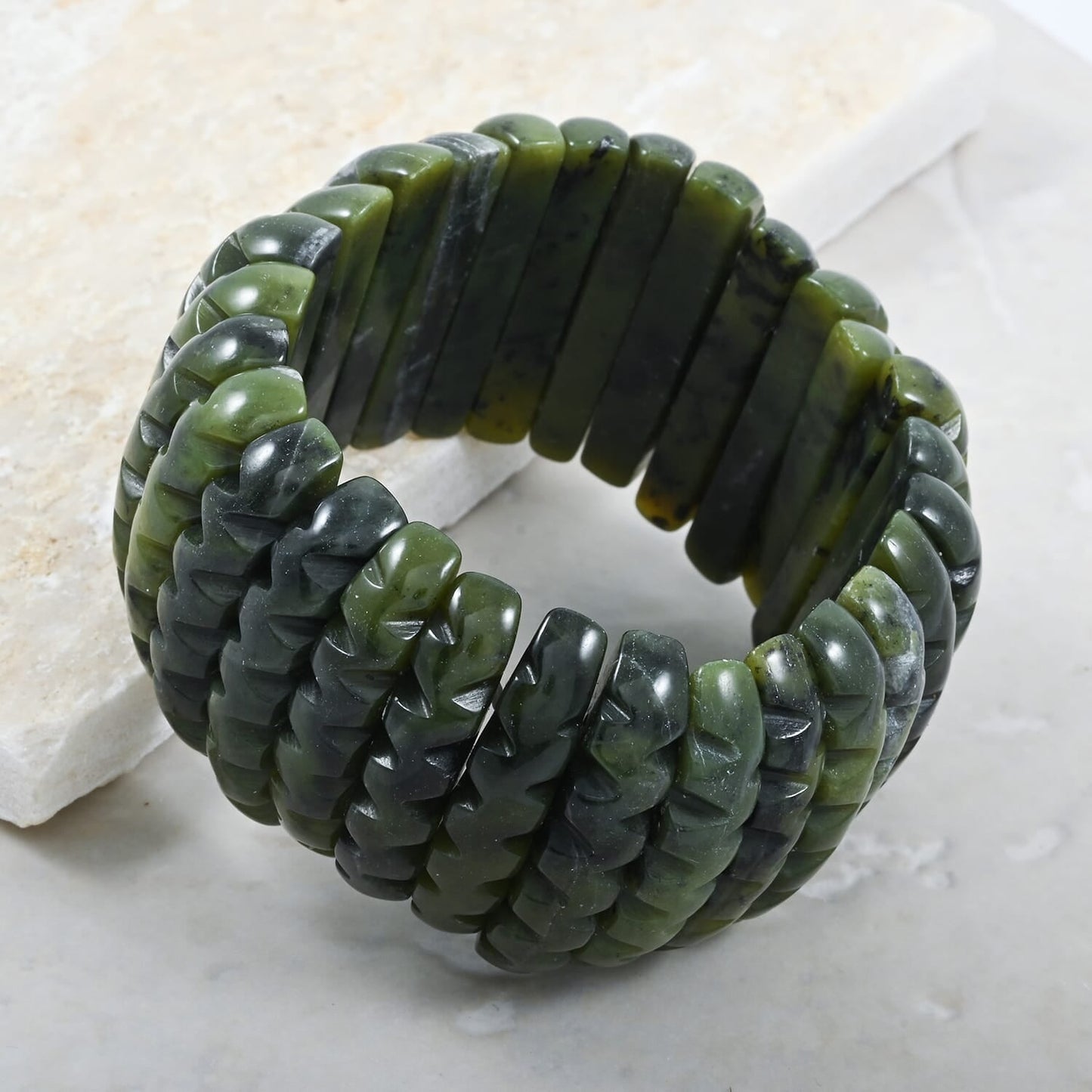 Carved Gemstone Wavy Bracelet – For Positivity & Manifestation