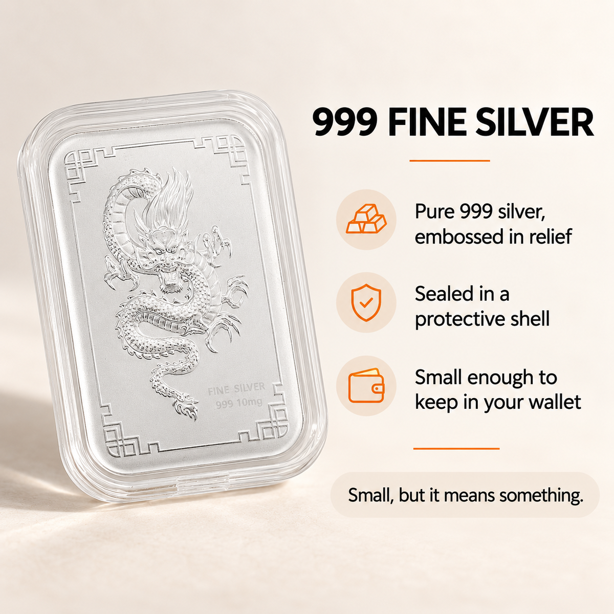 999 Silver Dragon Emboss Sheet - Lucky Charm for Wallet and Gifts