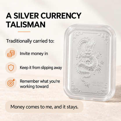 999 Silver Dragon Emboss Sheet - Lucky Charm for Wallet and Gifts