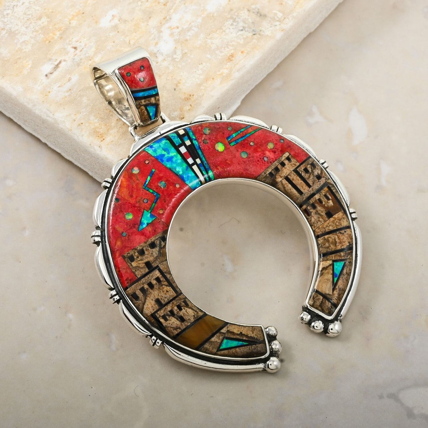 Santa Fe Style Pueblo Pendant – A Bold Southwestern Statement in Sterling Silver
