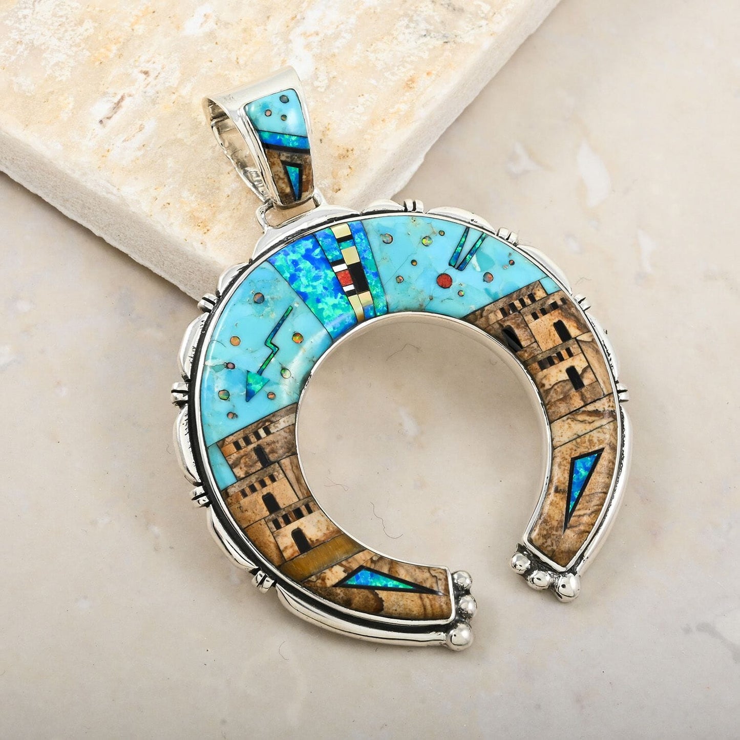 Santa Fe Style Pueblo Pendant – A Bold Southwestern Statement in Sterling Silver
