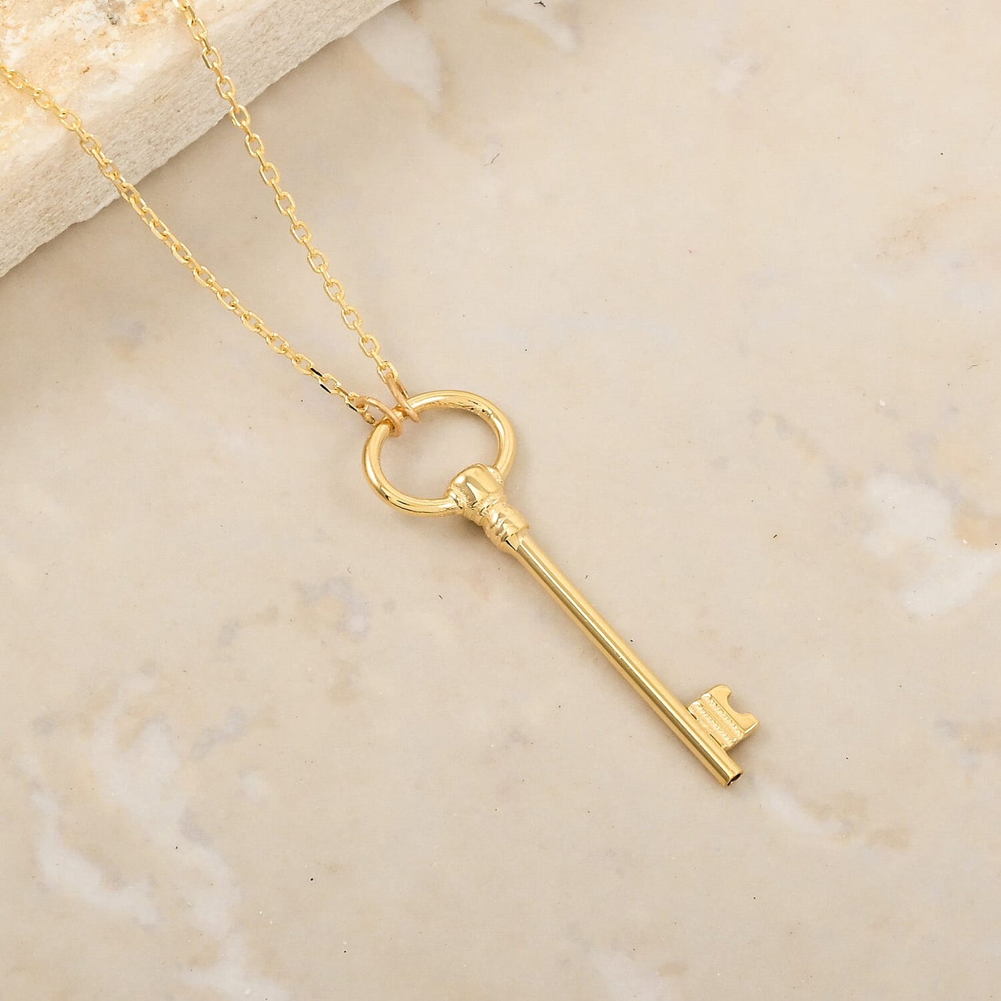 10K Yellow Gold Golden Key Necklace – Unlock the Beauty Within