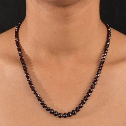 Celebrity Beaded Mozambique Garnet Necklace — Deep Passion & Timeless Glamour