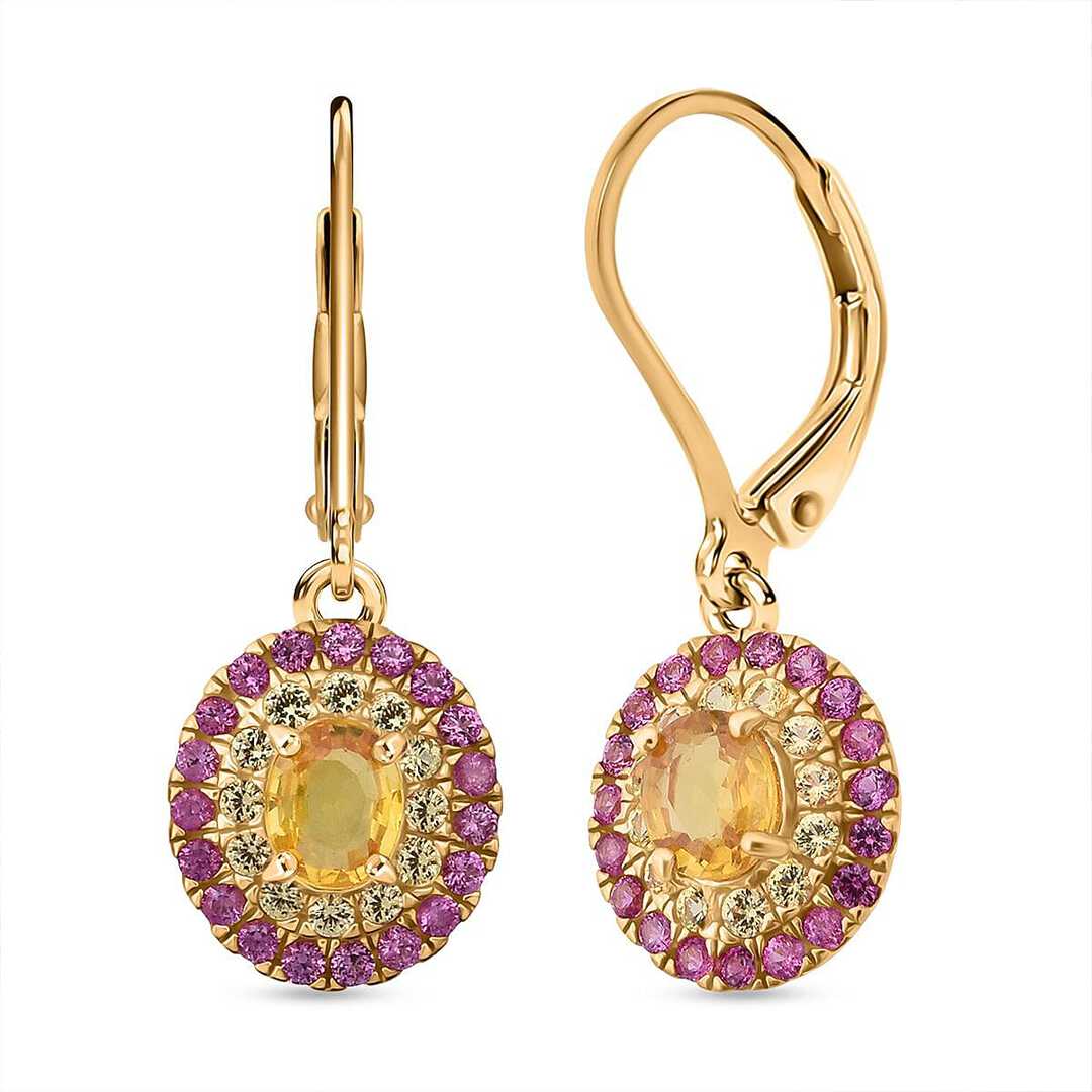 Yellow & Pink Sapphire Earrings