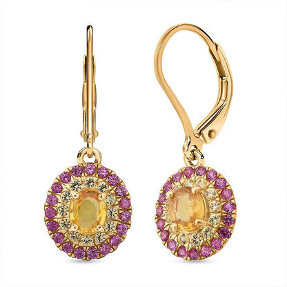 Yellow & Pink Sapphire Earrings