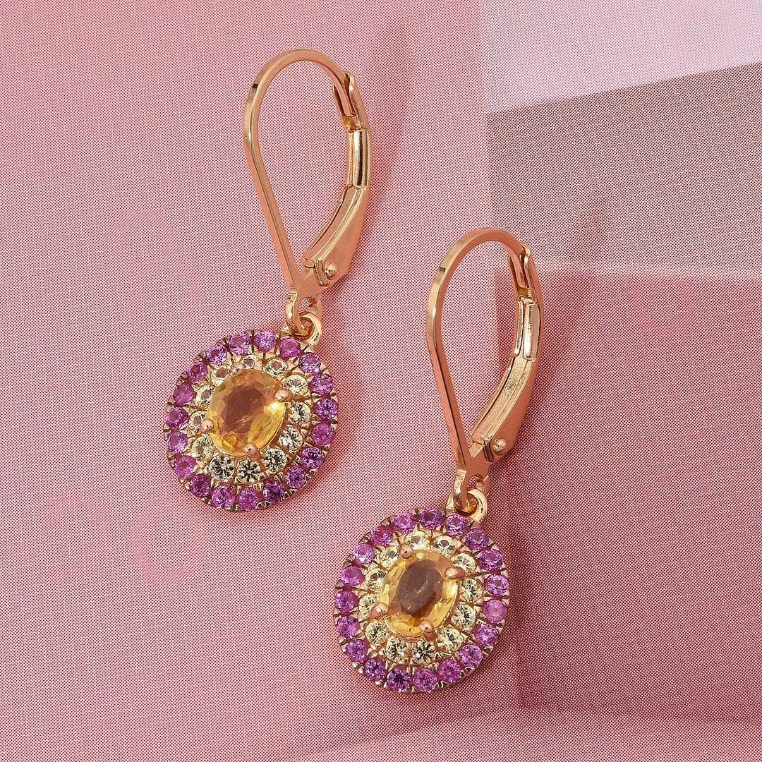 Yellow & Pink Sapphire Earrings