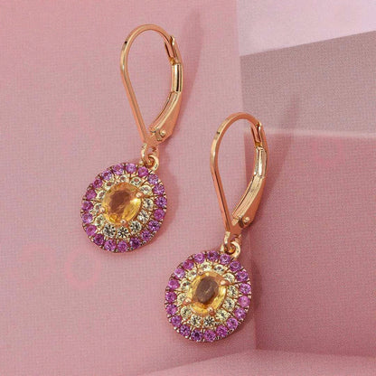 Yellow & Pink Sapphire Earrings