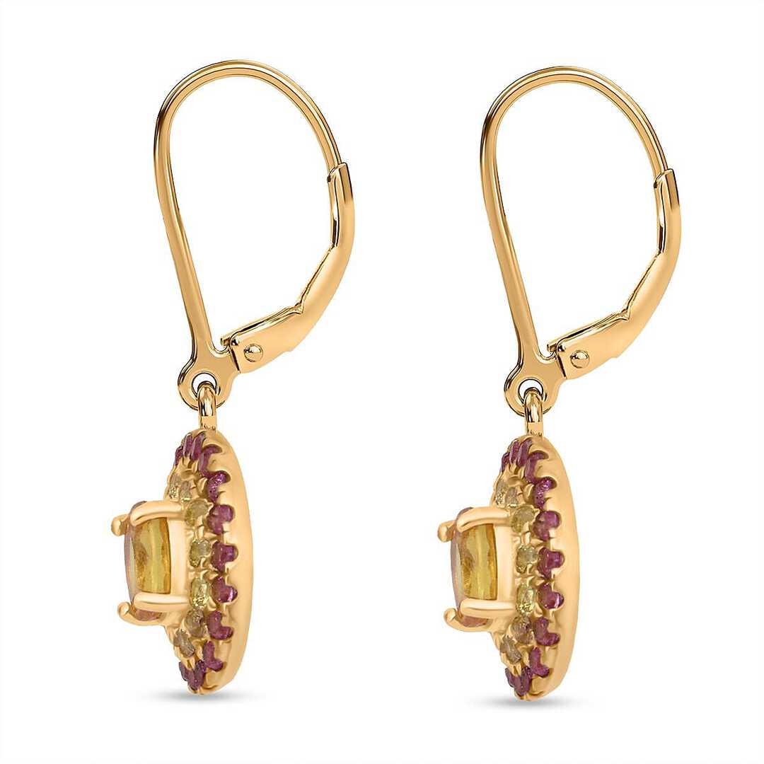 Yellow & Pink Sapphire Earrings