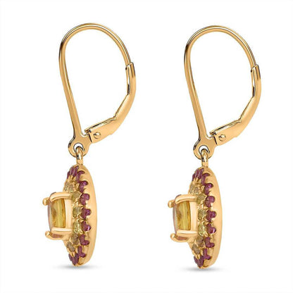 Yellow & Pink Sapphire Earrings