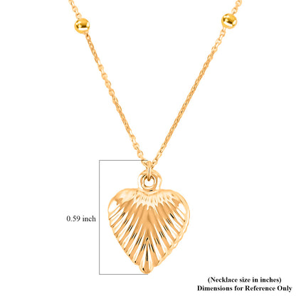10K Yellow Gold Diamond-Cut Heart Beads Necklace – A Shimmering Symbol of Love
