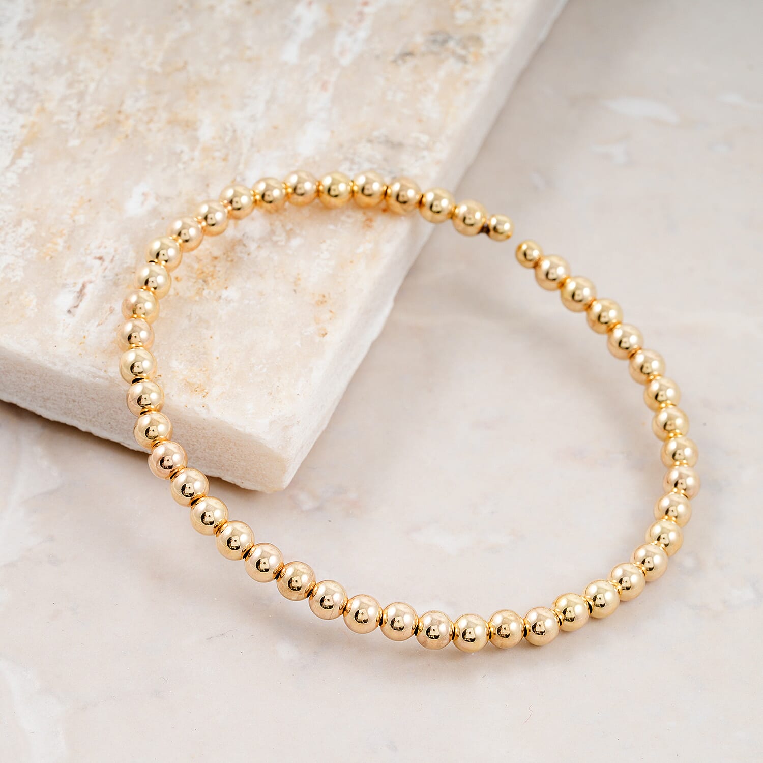 10K Yellow Gold 4mm Bead Adjustable Bracelet – Effortless Elegance, Perfect Fit