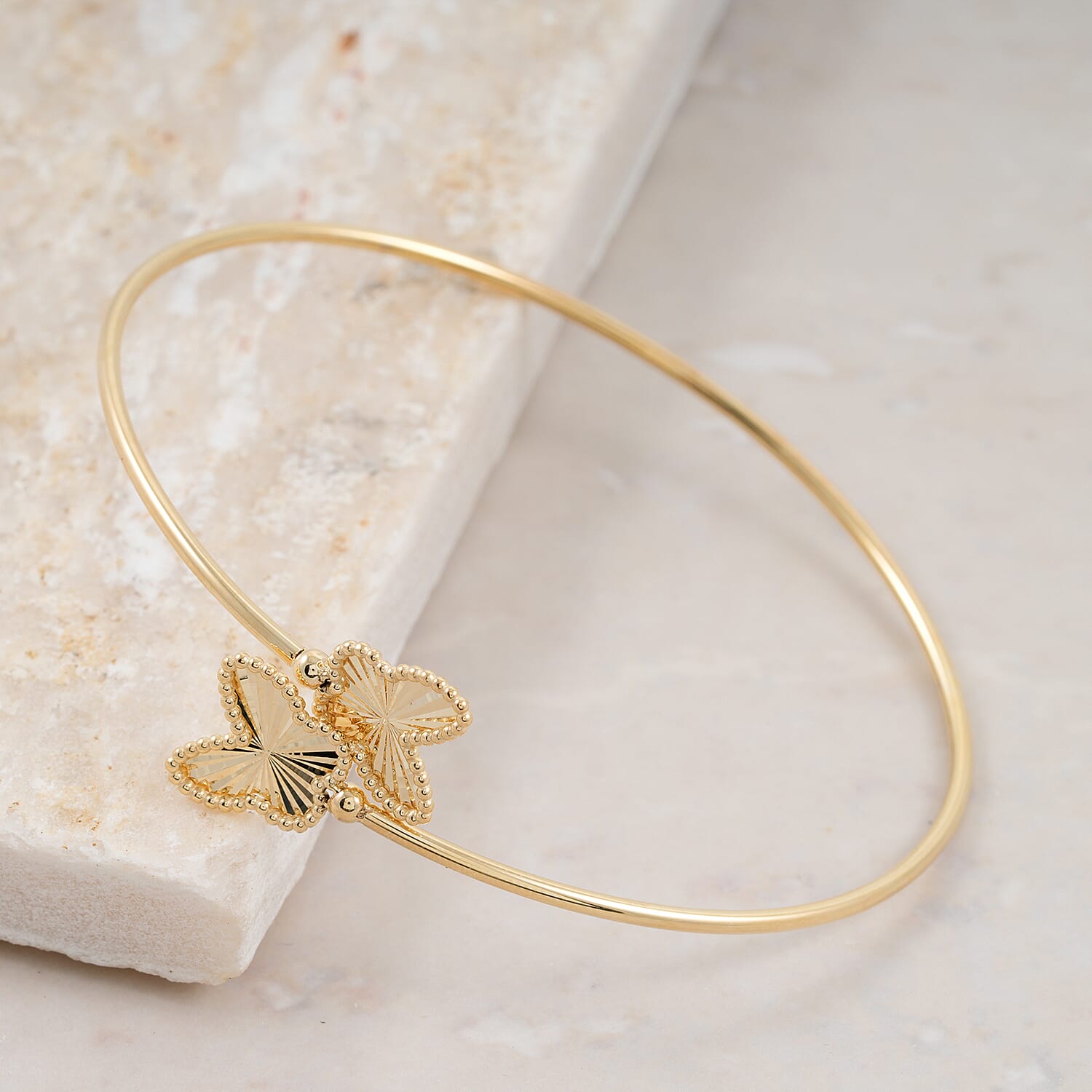 10K Yellow Gold Bypass Butterfly Flex Bangle Bracelet – Elegance in Motion