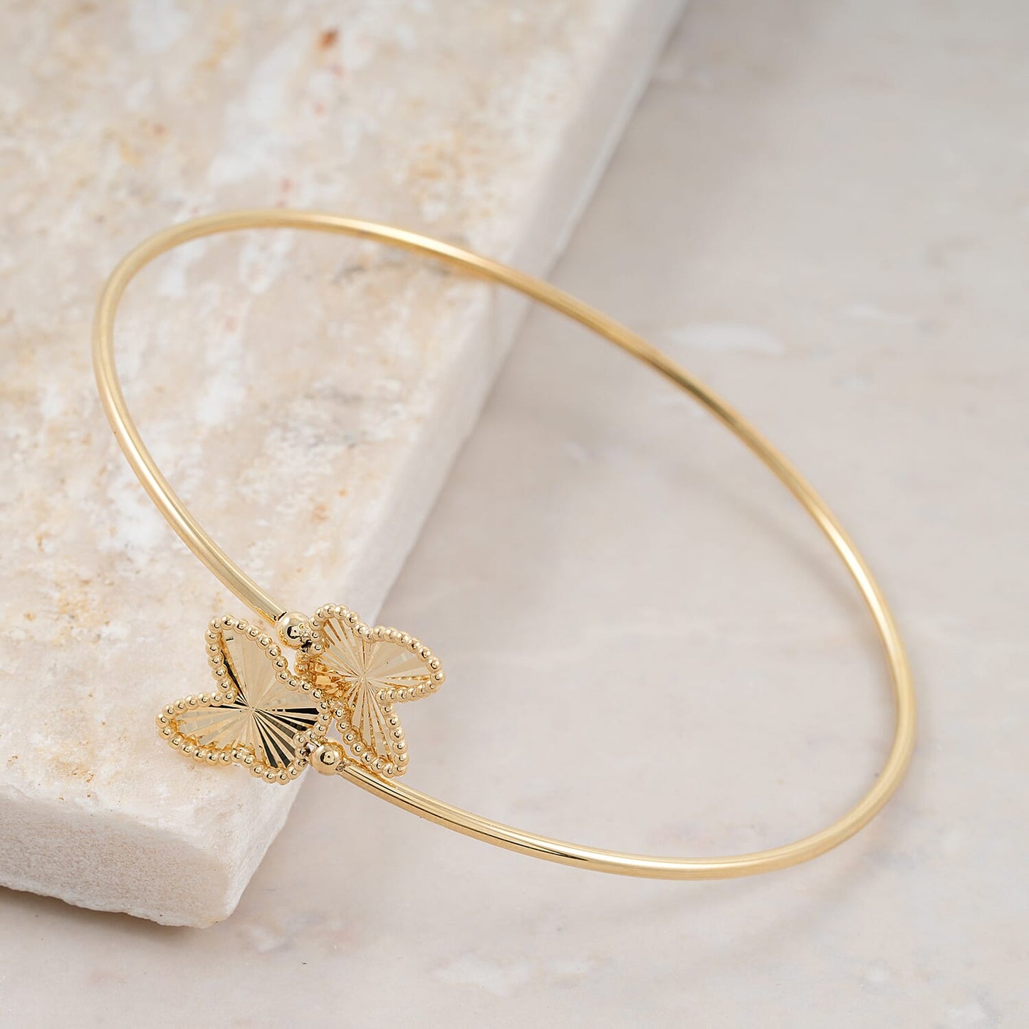 10K Yellow Gold Bypass Butterfly Flex Bangle Bracelet – Elegance in Motion