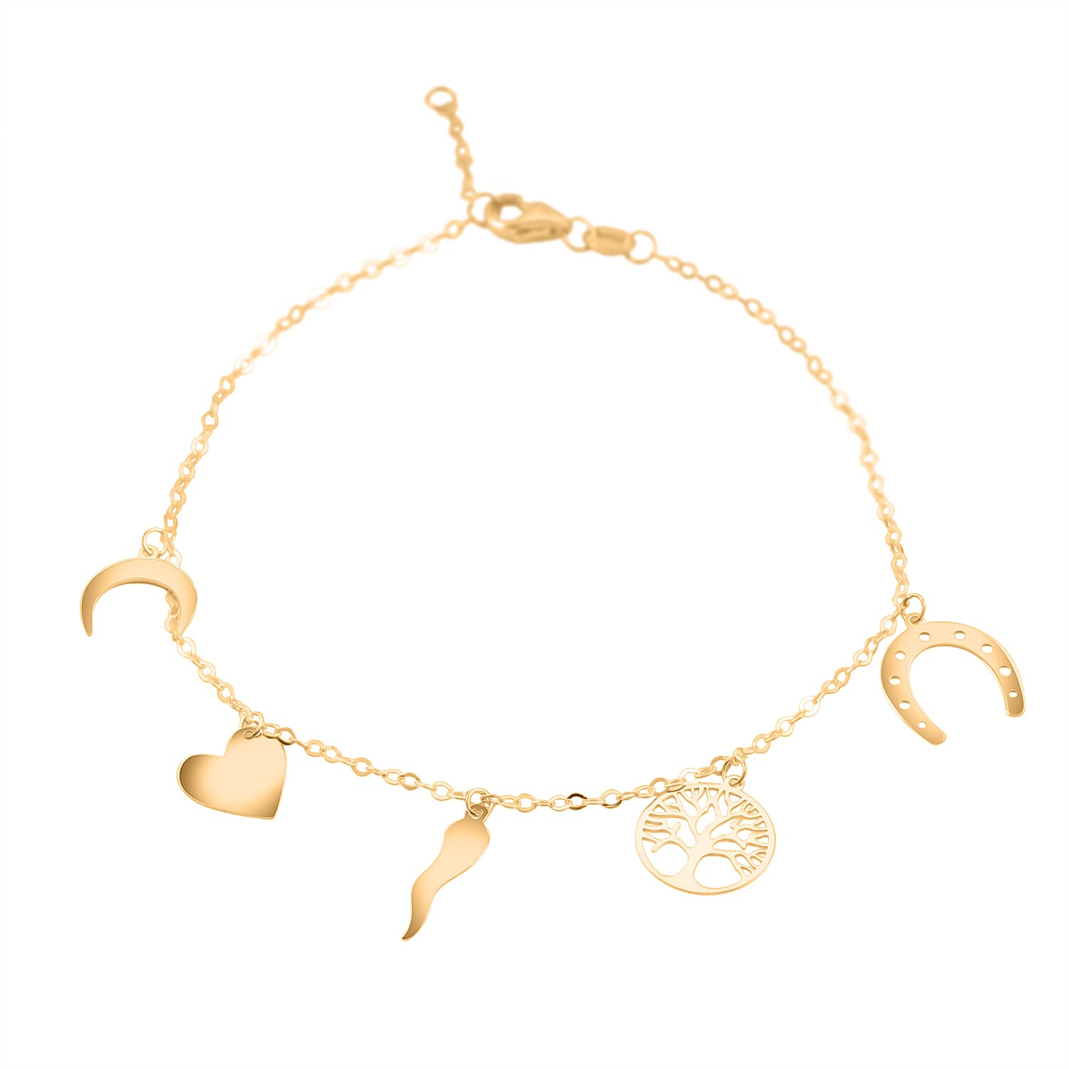 10K Yellow Gold Lucky Charms Chain Bracelet – Everyday Symbols of Fortune & Love