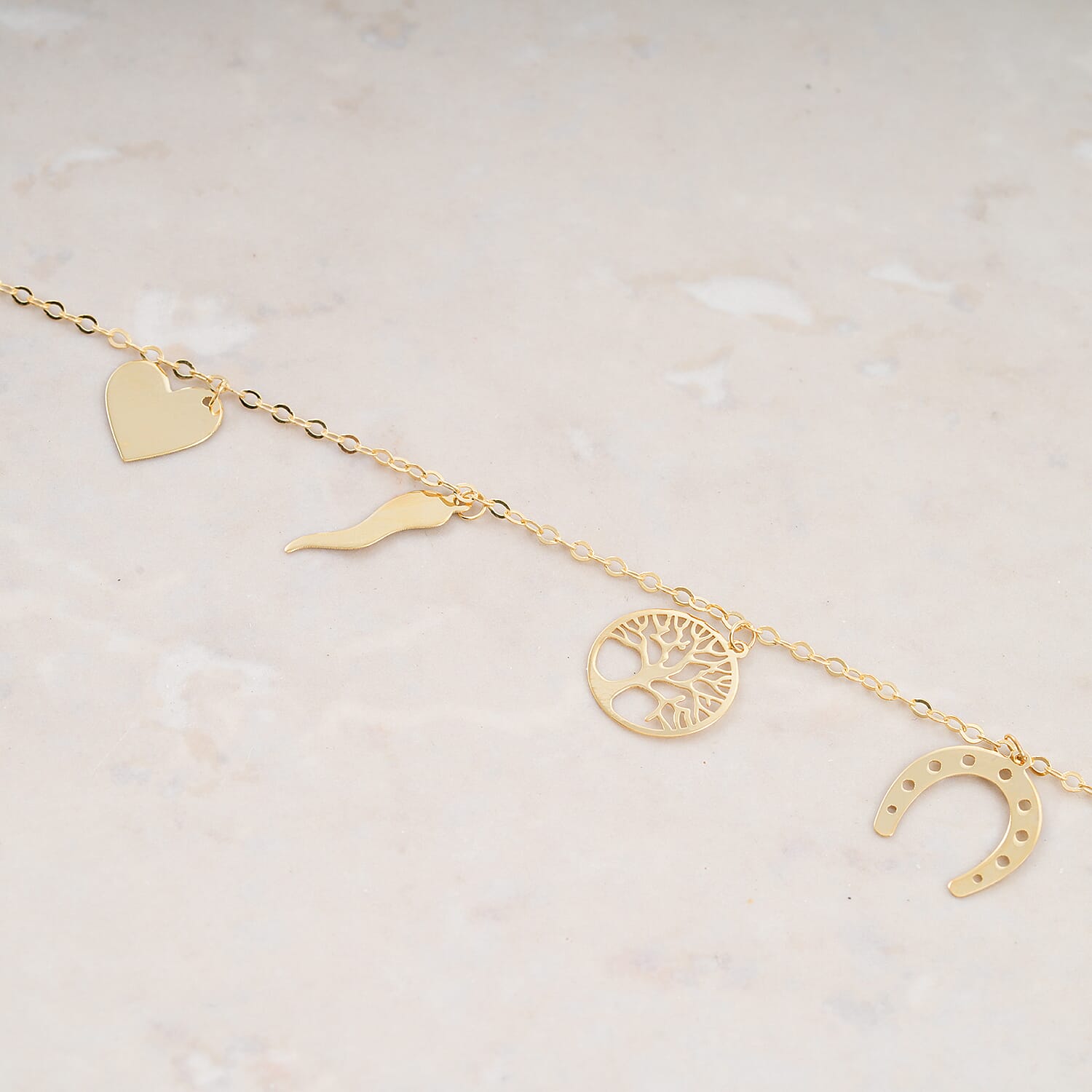 10K Yellow Gold Lucky Charms Chain Bracelet – Everyday Symbols of Fortune & Love