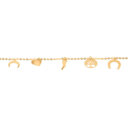 10K Yellow Gold Lucky Charms Chain Bracelet – Everyday Symbols of Fortune & Love