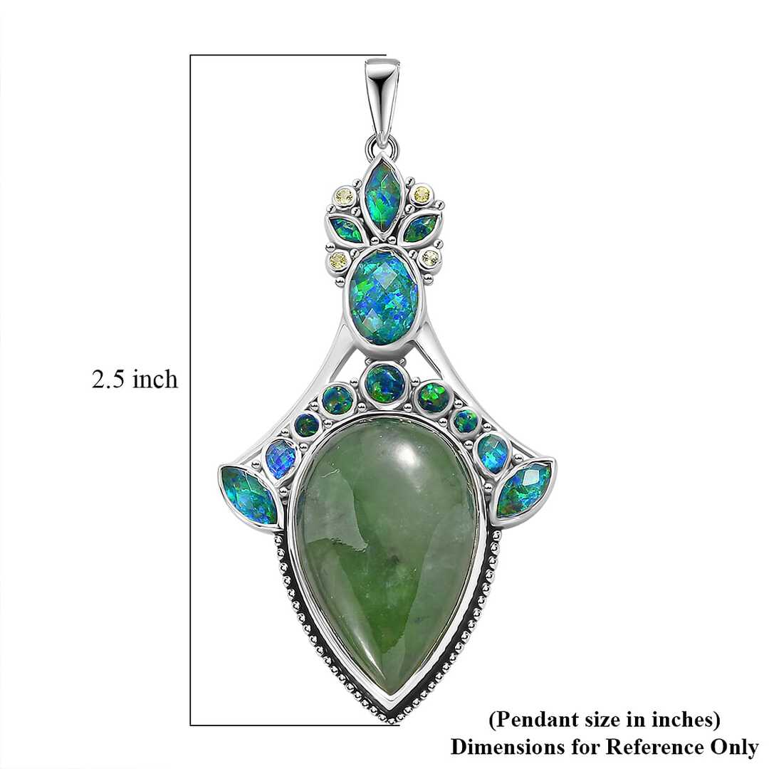 Sajen Silver Nephrite Jade and Multi Gemstone Pendant