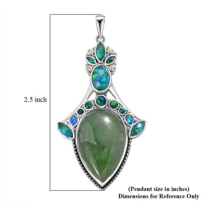 Sajen Silver Nephrite Jade and Multi Gemstone Pendant