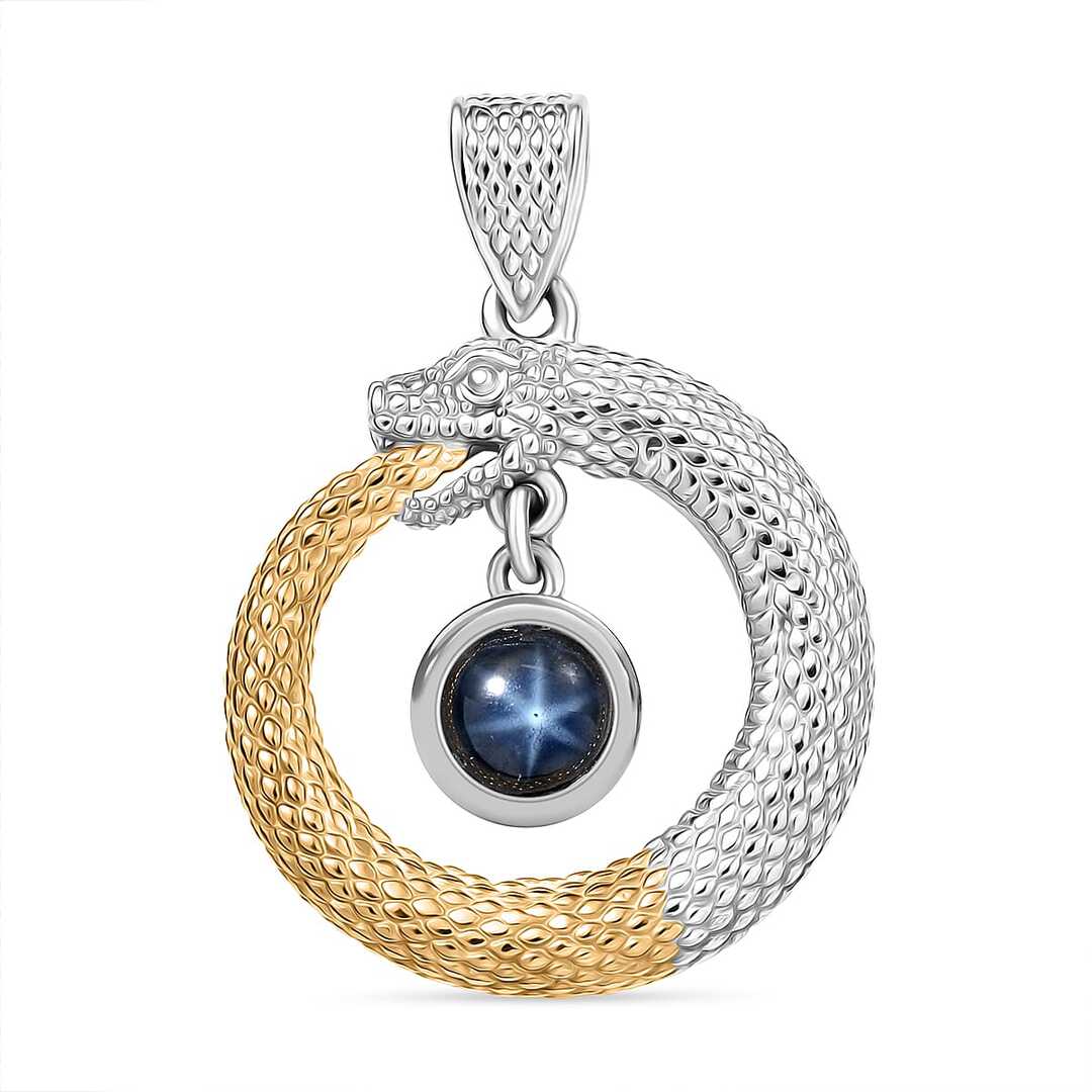 Blue Star Sapphire Ouroboros Pendant