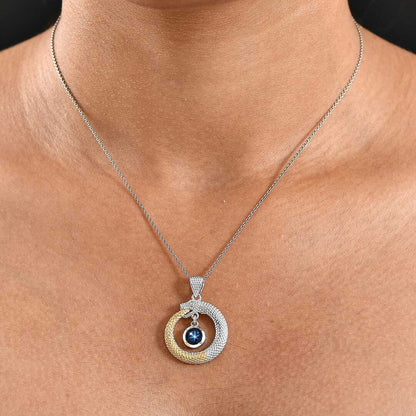 Blue Star Sapphire Ouroboros Pendant