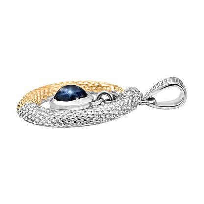 Blue Star Sapphire Ouroboros Pendant
