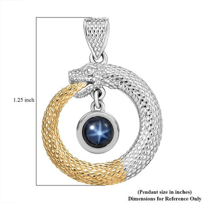 Blue Star Sapphire Ouroboros Pendant