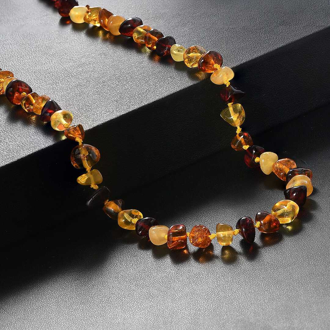 Multi-Color Amber Beaded Necklace