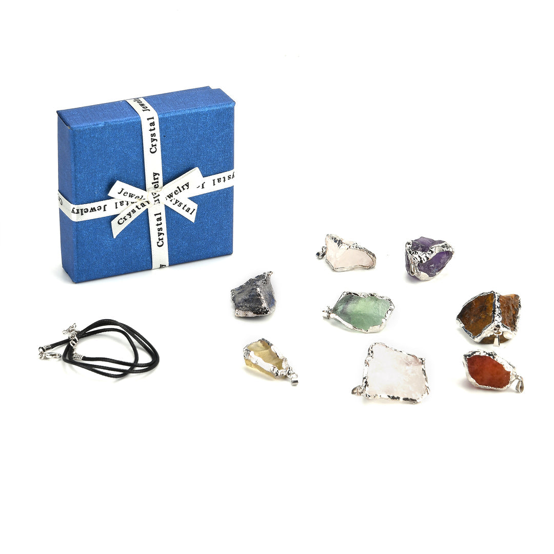 Elemental Energy Necklace Set – 8 Raw Crystals for Every Intention