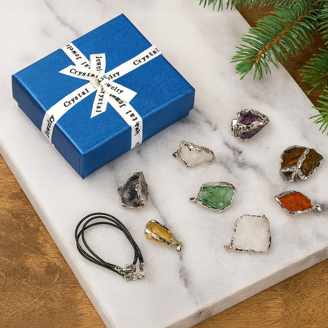 Elemental Energy Necklace Set – 8 Raw Crystals for Every Intention