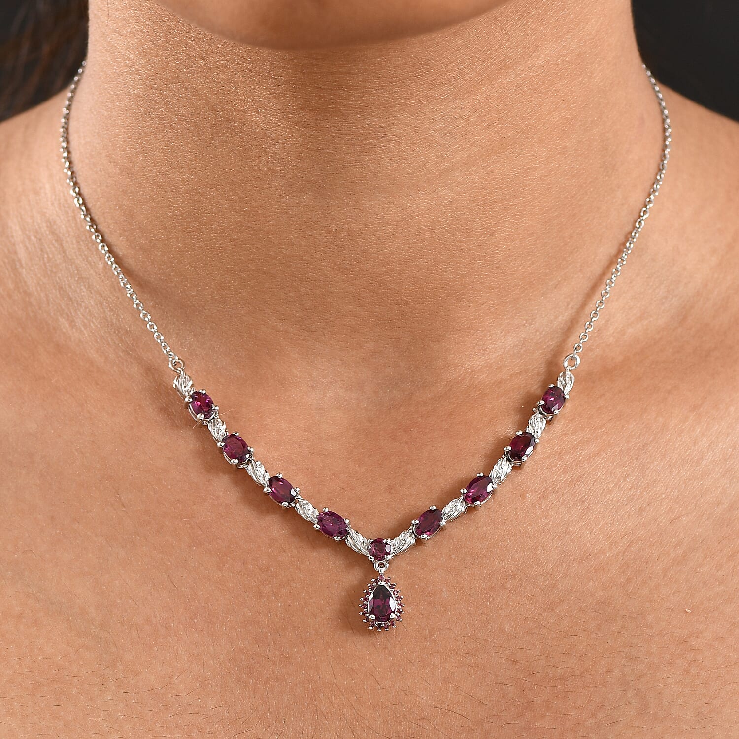 Twilight Leaf Glow Orissa Rhodolite Garnet Necklace — Passion, Strength & Radiant Presence