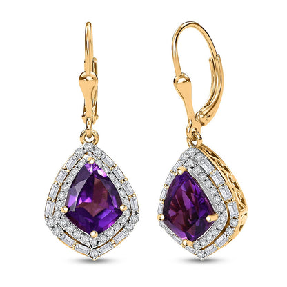 Lusaka Amethyst Shield Earrings — Graceful Strength & Luminous Movement