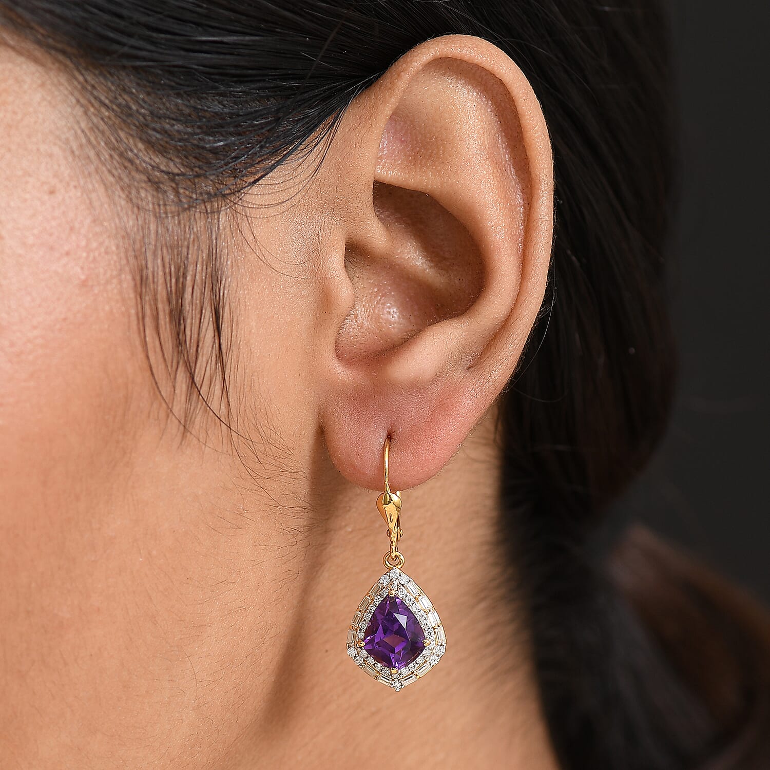 Lusaka Amethyst Shield Earrings — Graceful Strength & Luminous Movement