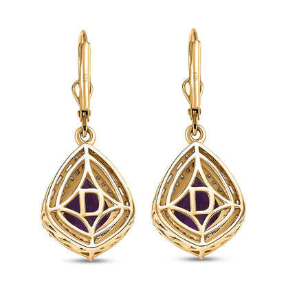 Lusaka Amethyst Shield Earrings — Graceful Strength & Luminous Movement
