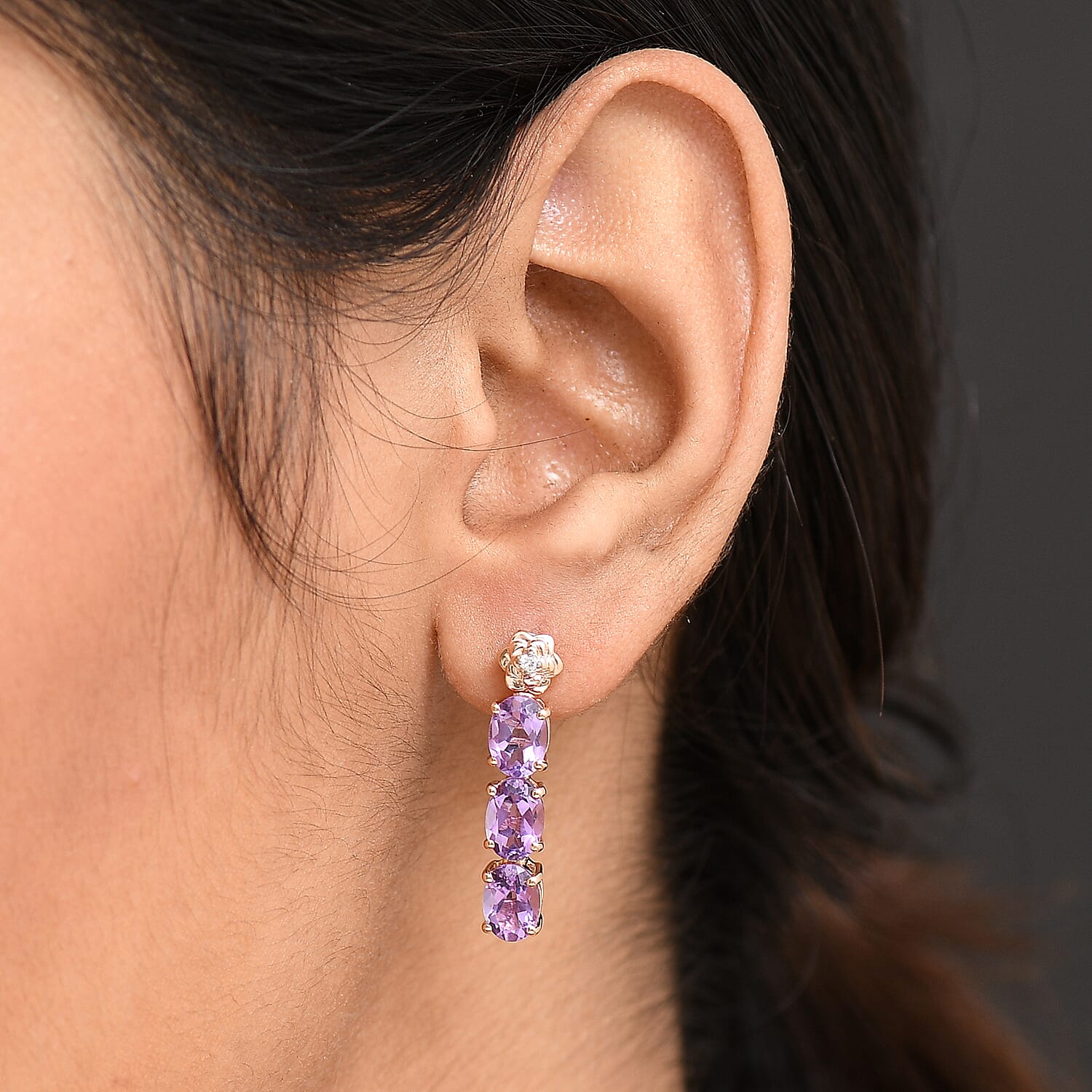 Italian Garden Rose de France Amethyst Earrings — Soft Romance & Timeless Grace