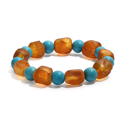 Baltic Amber & Magnesite Stretch Bracelet — Natural Beauty & Healing Energy