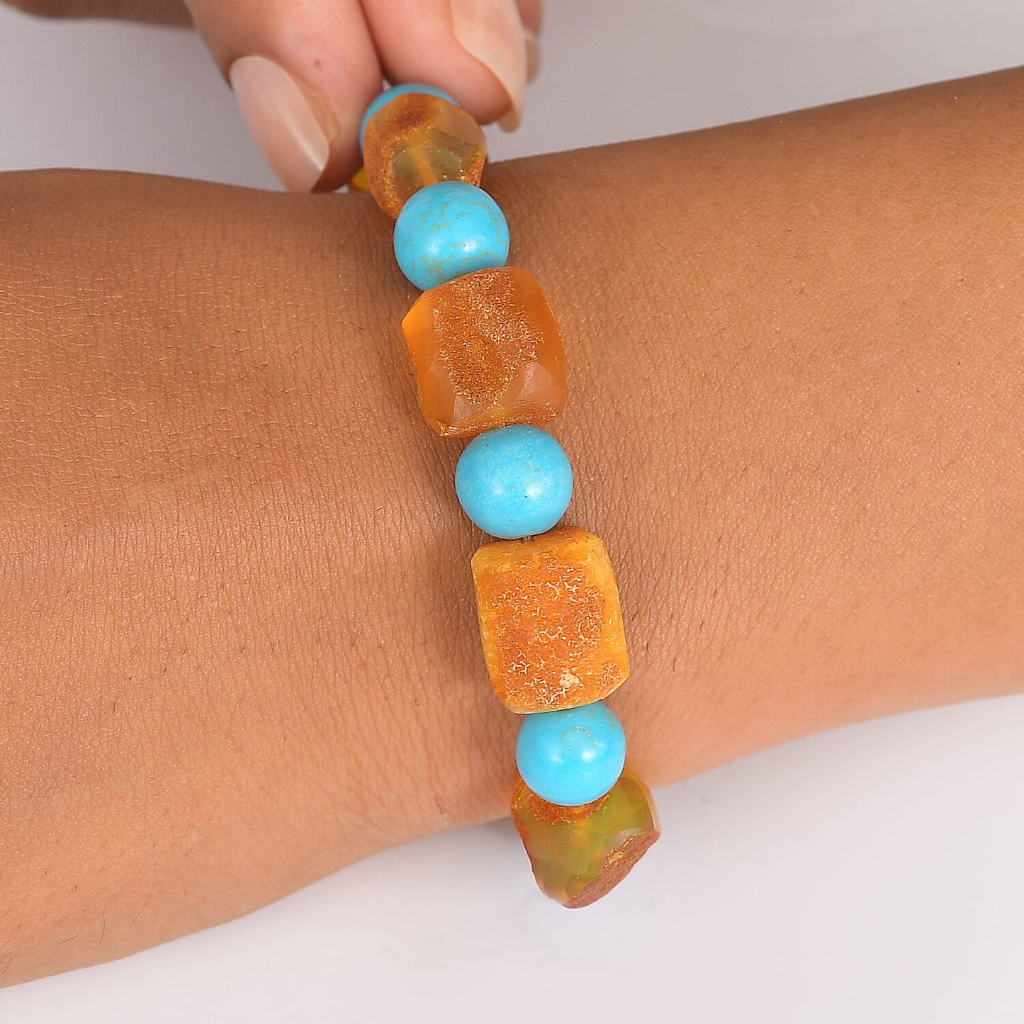Baltic Amber & Magnesite Stretch Bracelet — Natural Beauty & Healing Energy