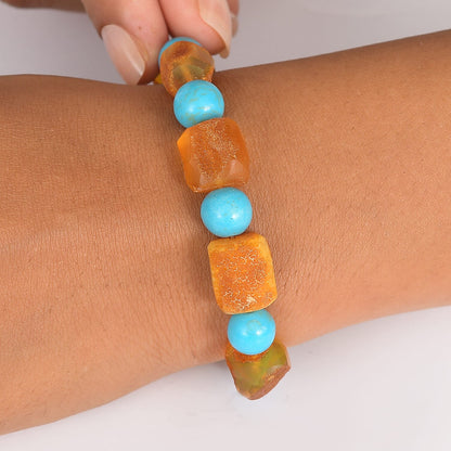 Baltic Amber & Magnesite Stretch Bracelet — Natural Beauty & Healing Energy