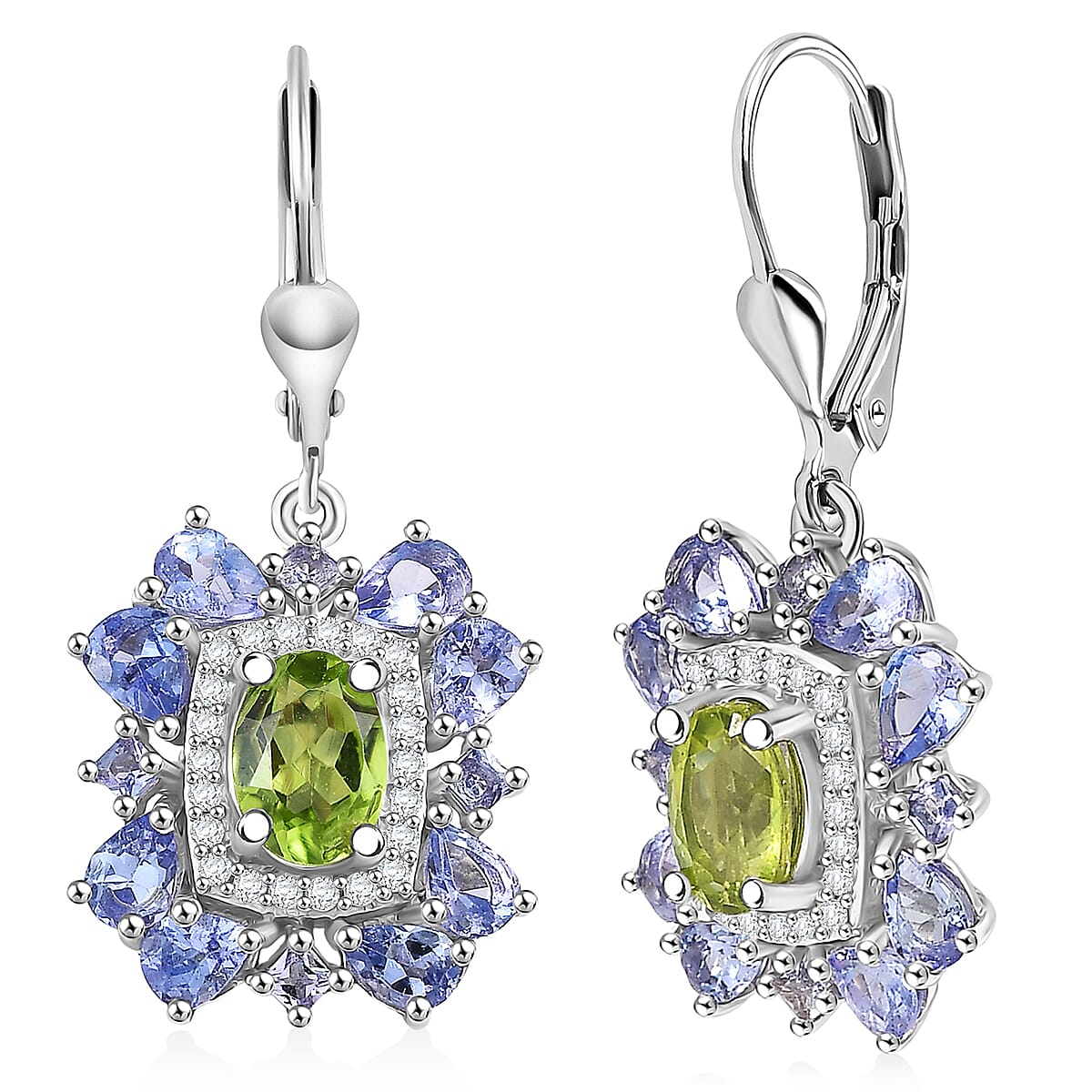 Gemstone Earrings in Rhodium Sterling Silver