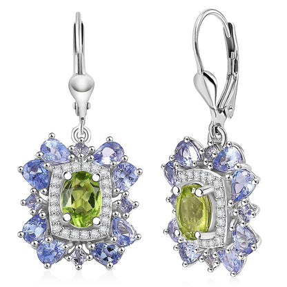 Gemstone Earrings in Rhodium Sterling Silver