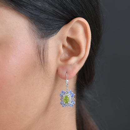 Gemstone Earrings in Rhodium Sterling Silver