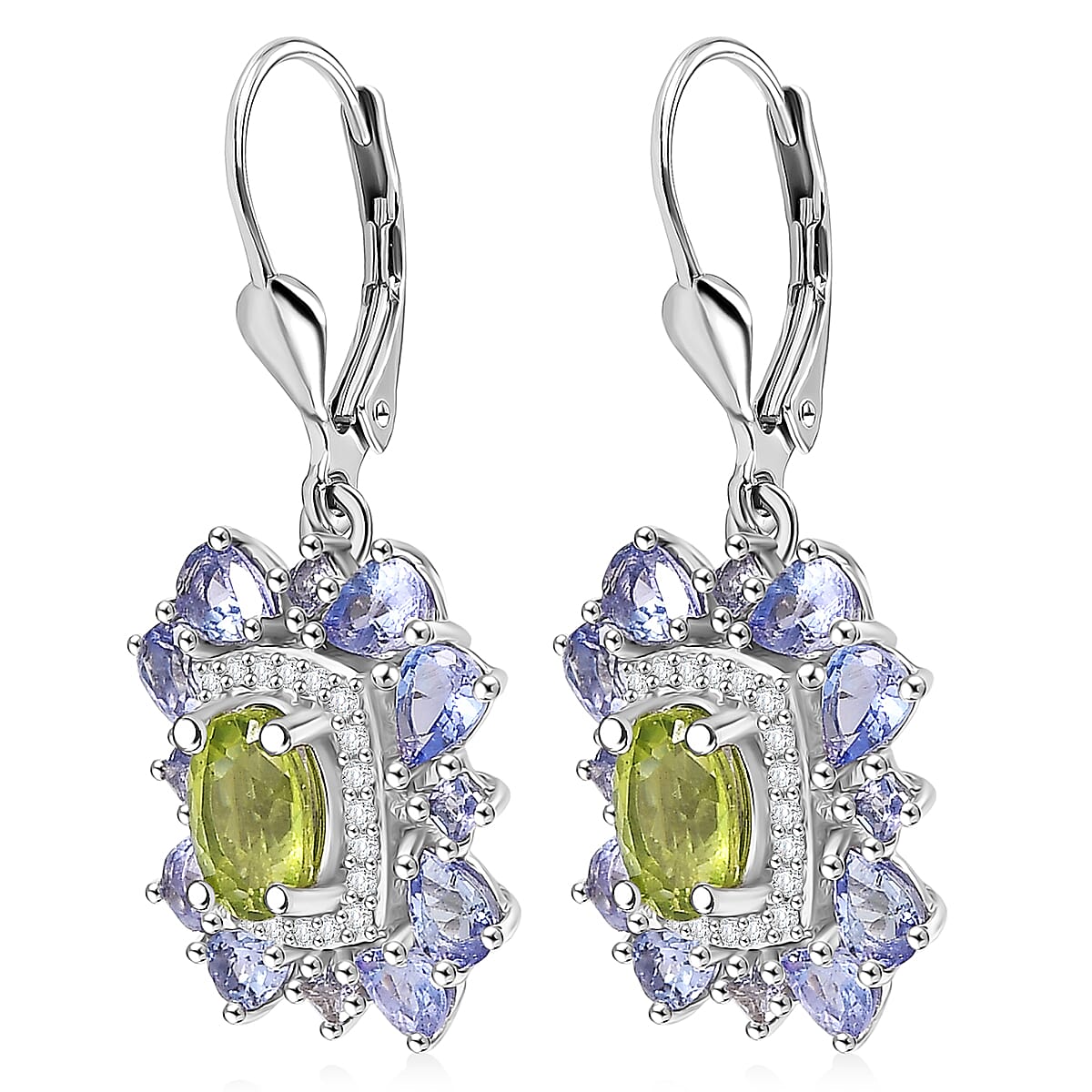 Gemstone Earrings in Rhodium Sterling Silver
