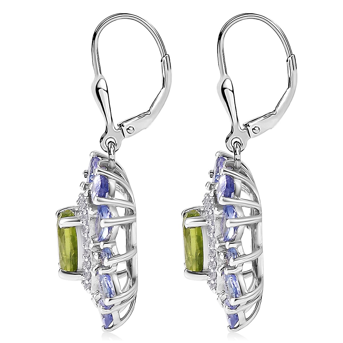 Gemstone Earrings in Rhodium Sterling Silver