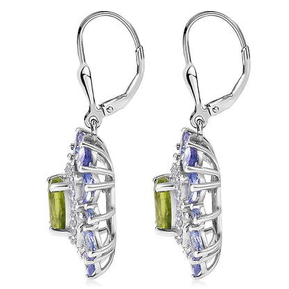 Gemstone Earrings in Rhodium Sterling Silver
