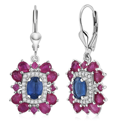 Gemstone Earrings in Rhodium Sterling Silver