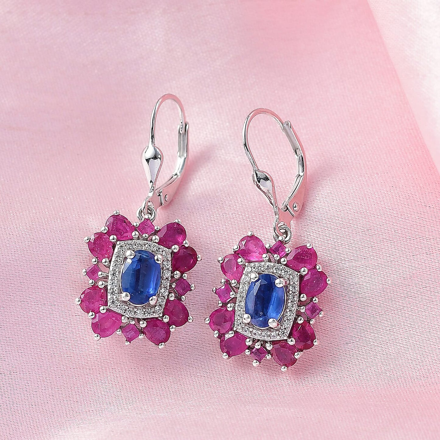 Gemstone Earrings in Rhodium Sterling Silver