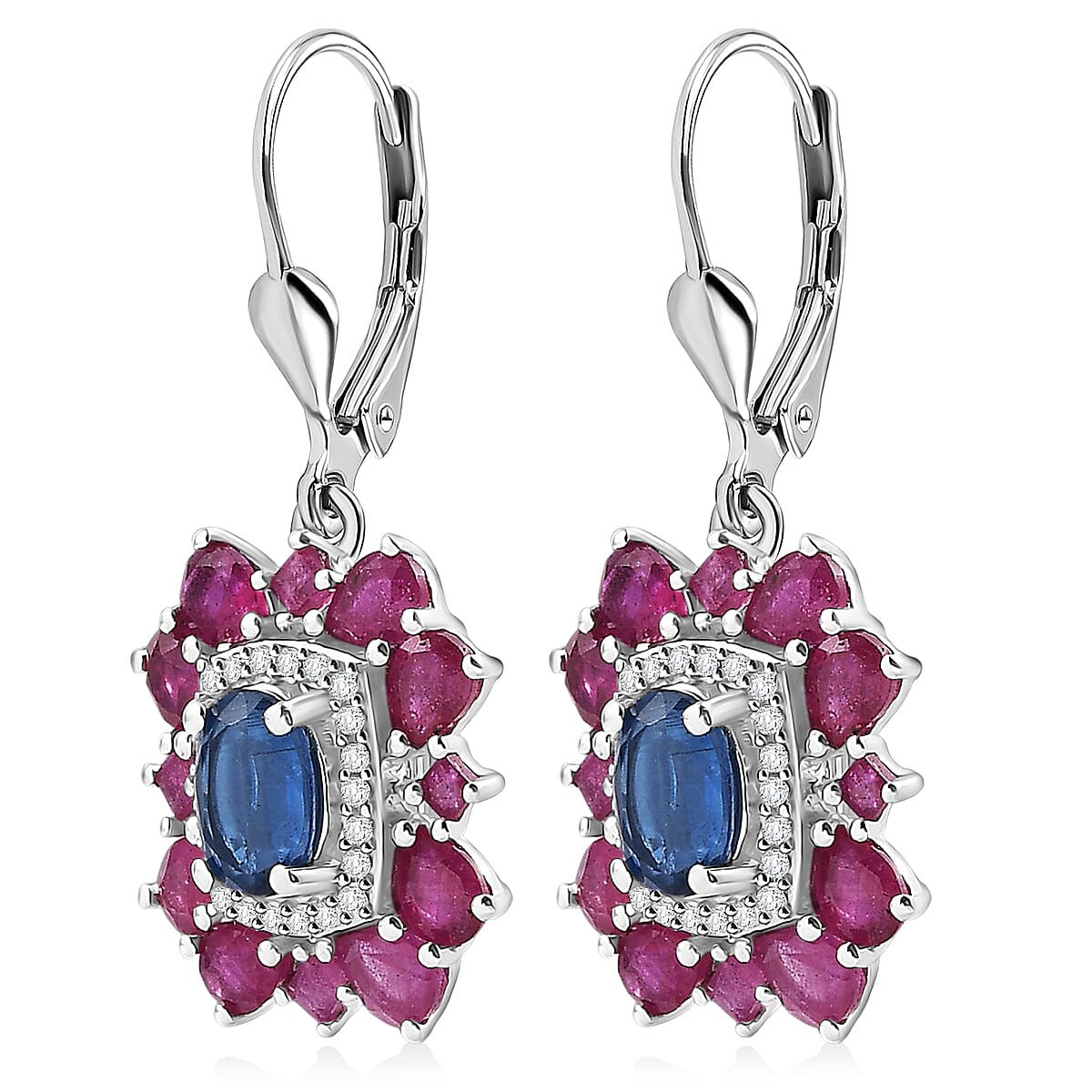 Gemstone Earrings in Rhodium Sterling Silver