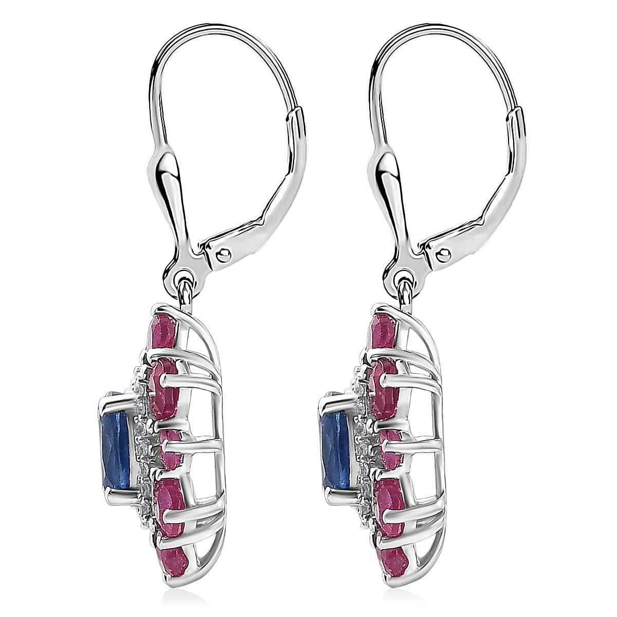 Gemstone Earrings in Rhodium Sterling Silver