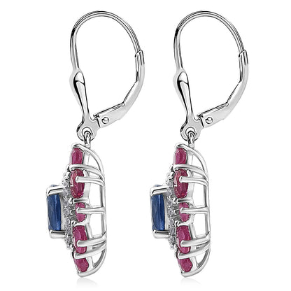 Gemstone Earrings in Rhodium Sterling Silver