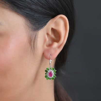 Gemstone Earrings in Rhodium Sterling Silver